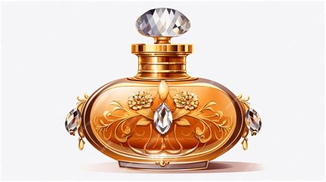 Premium Vector A Gold Colored Perfume Bottle With A Diamond On The Top