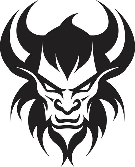 chic oni mask contemporary black illustration brooding oni face stylish