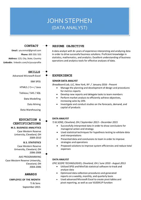 Here Is The Guide On How To Write A Data Analyst Resume Salvabrani