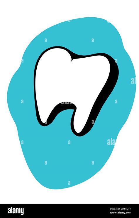 A Vertical Design Of A Cartoon Tooth Isolated On White Background Stock