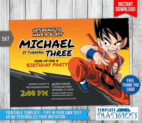 Download Birthday Invitation Templates Dragon Ball Z Invitation