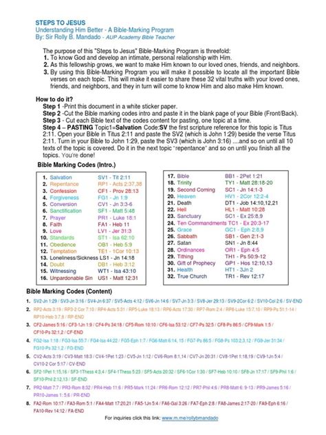 This Document Provides Instructions For A Bible Marking Program To Help