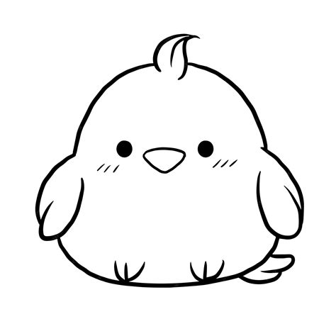 Pollo Dibujos Animados Animales Lindas Kawaii Garabatos Colorear Página