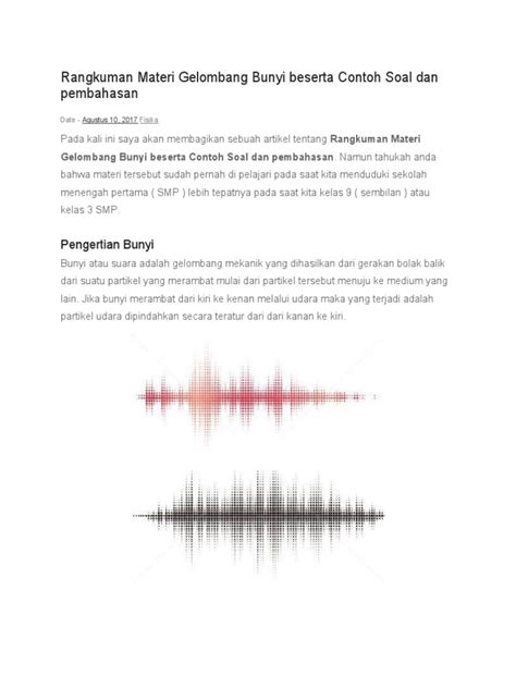 Rangkuman Materi Gelombang Bunyi Dan Cahaya Pdf Sains And Matematika