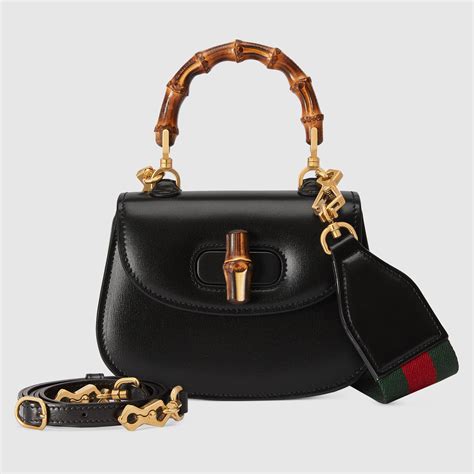 Gucci Bamboo Top Handle Bag In Black Leather Gucci Uk