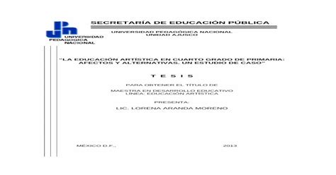 La Educación Artística En Cuarto Grado De Primaria Afectos Y 20023