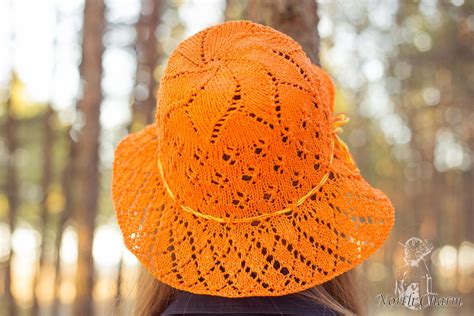 KNITTING PATTERN: Orange Knitted Cottonwool Summer Hat Knitted Sun Hat / Ladies Hat / Orange Hat ...