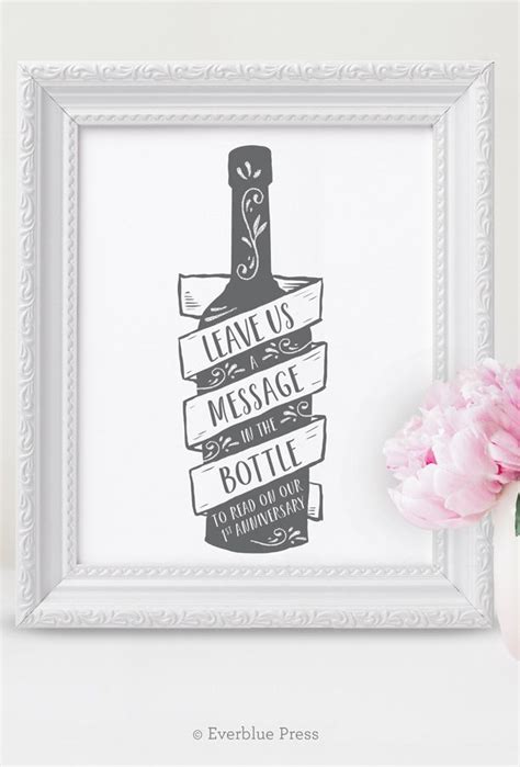 Use This Pretty Message In A Bottle Sign Printable At Your Wedding As