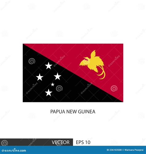 Papua nova Bandeira Quadrada Da Guiné Em Fundo Branco E Especificar é