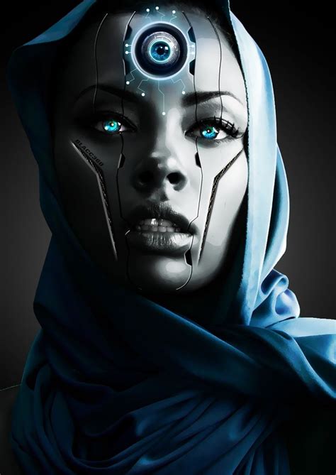 Nuclear Nanosecond Cyberpunk Robot Girl Sci Fi Art