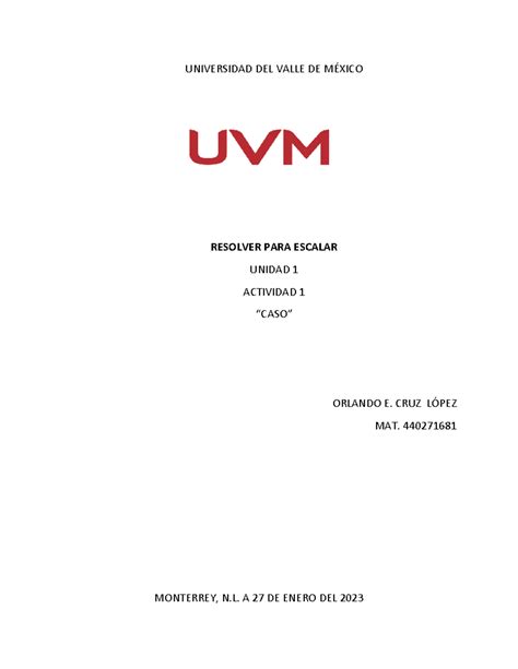 A Caso Resolver Para Escalar Universidad Del Valle De M Xico