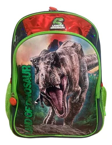 Mochila escolar Land Of Dinosaur color verde Nova Rio diseño de tela