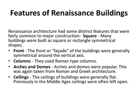 Renaissance Architecture Characteristics