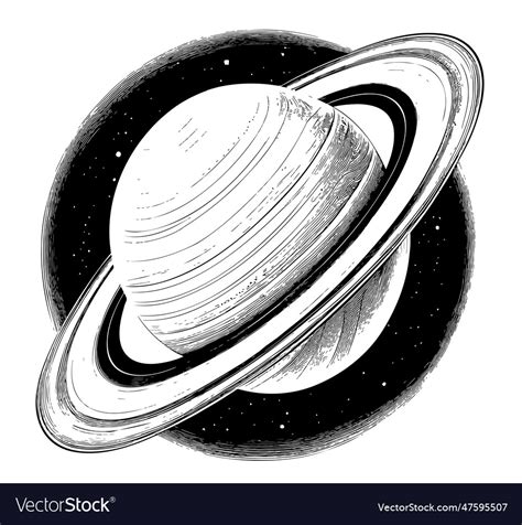 Planet Saturn Sketch Hand Drawn In Doodle Style Vector Image