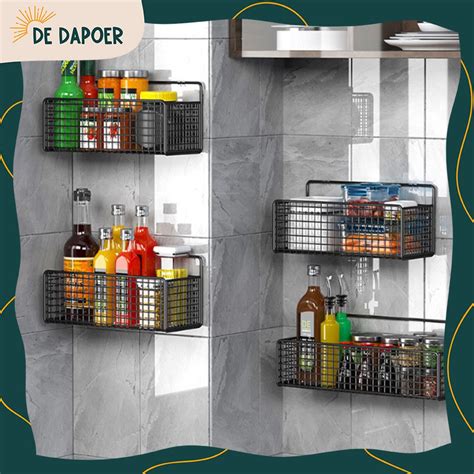 Jual Rak Bumbu Gantung Jaring Besi Dapur Dinding Tempat Penyimpanan