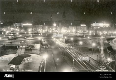 Night View From Slussen Metro Station Stockholm Sweden Stock Photo