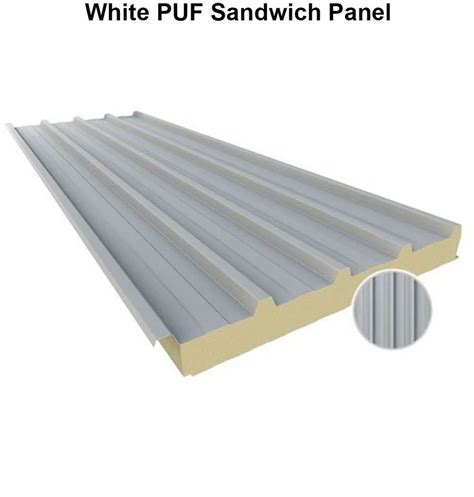 Color Coated White PUF Sandwich Panel For Roofing At 125 Sq Ft In