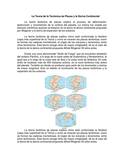 La Teoría De La Tectónica De Placas Y La Deriva Continental 1 Pdf Placas Tectónicas Tierra