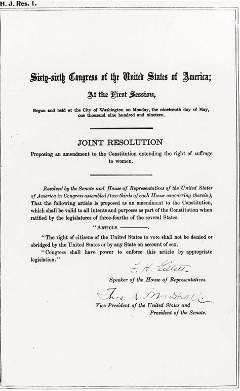 Nineteenth Amendment To The Constitution Of The United States