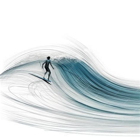 Premium AI Image | Rhythmic Single Line Drawing Of Surfer Riding Wind Wave