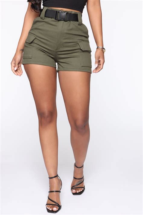 Available In Black Khaki And Olive Cargo Short Double Buckle Belt Pockets 98 Cotton 2