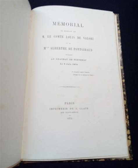 Mémorial du mariage de M Le Comte Louis de Valori et de Mlle Alberthe