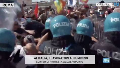 Scontri Tra Polizia E Lavoratori Alitalia Dago Fotogallery