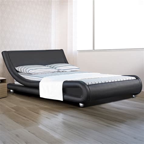 Brooklyn Italian Designer King Size Black Faux Leather Bed Frame Wilko