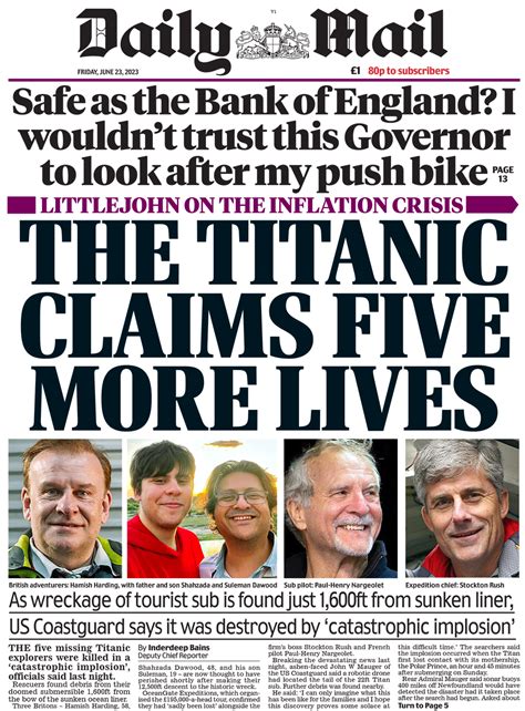 Titanic Claims Five More And Recession Fears BBC News