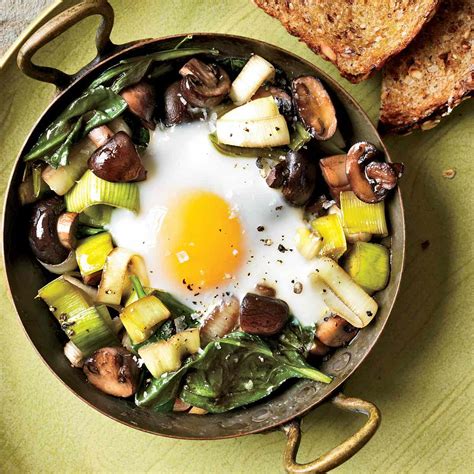 Eggs Baked Over Sautéed Mushrooms And Spinach Recipe Kristin Donnelly