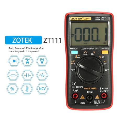 Digital Multimeter Tester ZOTEK ZT102 Mini 9999 Counts Range AC/DC ...