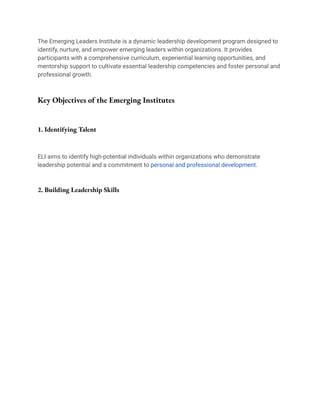 Nurturing Tomorrows Leaders The Emerging Leaders Institute Pdf