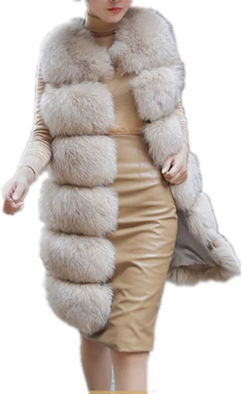 Lisa Colly Women S Faux Fox Fur Vest Long Fur Jacket Warm Faux Fur Coat