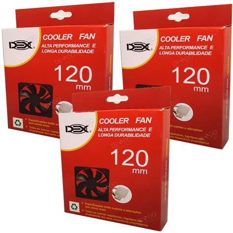 Kit 3 Cooler Fan Ventilador Preto 12cm 120x120x25 12v Ventoinha