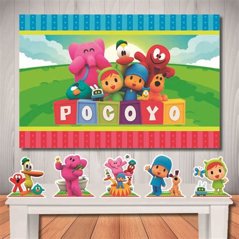 Kit Festa Pocoyo Painel de Aniversário e Totem de Mesa Elo7