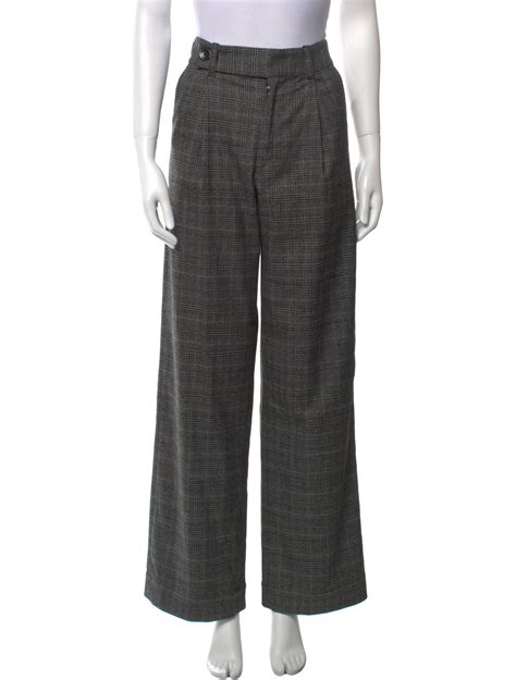 Proenza Schouler White Label Plaid Print Wide Leg Pants W Tags Black