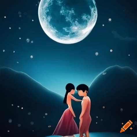 Artistic Depiction Of A Couple Under The Moonlight On Craiyon