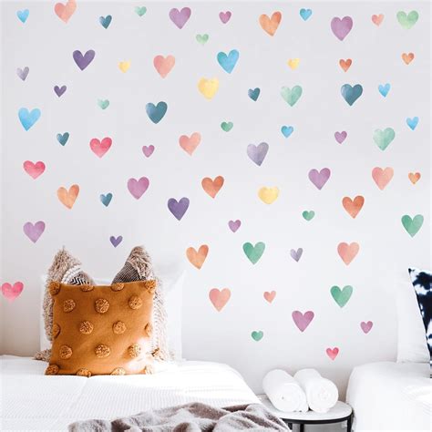 246pcs Heart Wall Stickers Watercolor Hearts Wall Decals