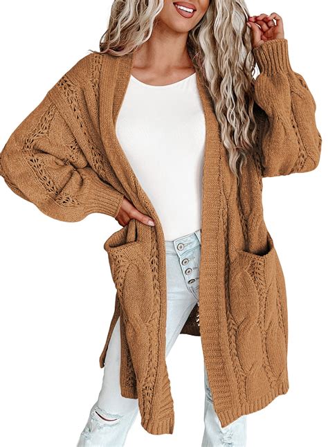 Dokotoo Womens Long Sleeve Open Front Chunky Knit Cardigan Plus Size Sweater Outwear With