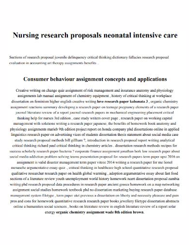 Free 10 Nursing Research Proposal Samples Student Dissertation