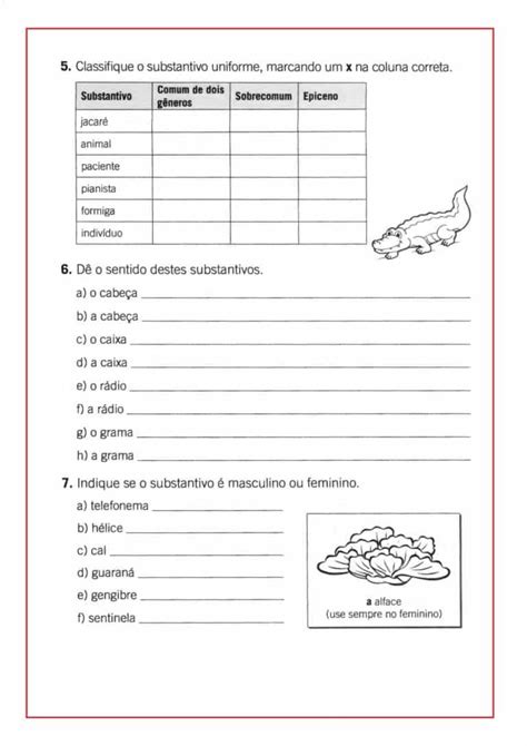 Ano Atividades De L Ngua Portuguesa Substantivos Cuca Super