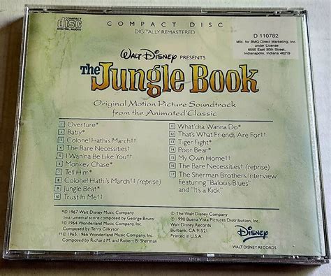 The Jungle Book Soundtrack Audio Cd 1990 By Richard M Sherman Walt Disney Ebay