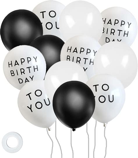 Amazon.com: 80PCS HAPPY BIRTHDAY TO YOU Balloons Black White Latex ...