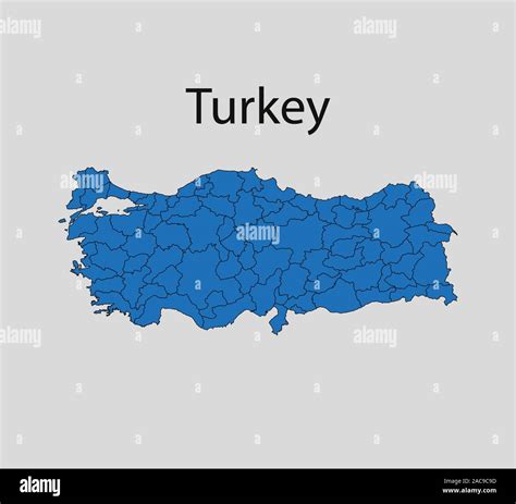 Turkey Map States Border Map Vector Illustration Stock Vector Image