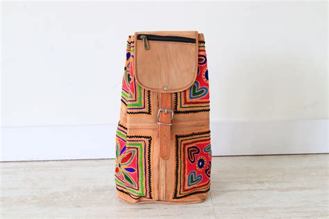 EMBROIDERED INDIAN BACKPACK - Vintage Leather Rucksacke - Bohemian ...