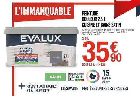 Promo Peinture Couleur L Cuisine Et Bains Satin Evalux Chez Brico