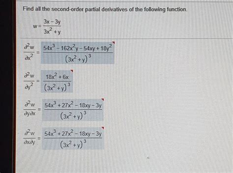 Solved Find All The Second Order Partial Derivatives Of The Chegg