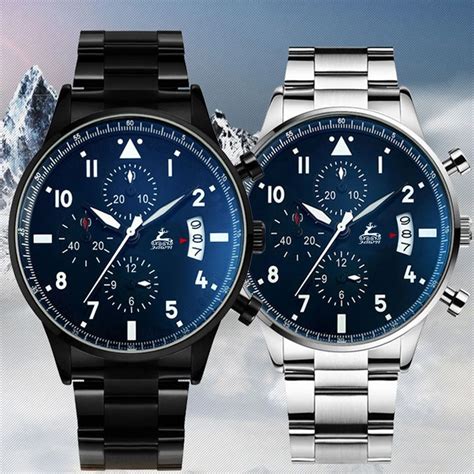 Fashion Luxury Mens Watch Sport Chronograph Stopwatch Business Military Stainless Steel Auto