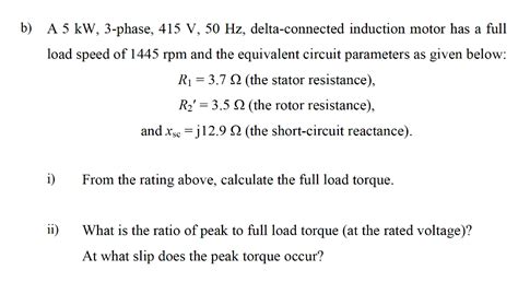 Solved A Kw Phase V Hz Delta Connected Chegg