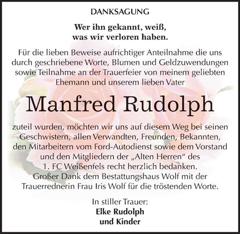 Traueranzeigen Von Manfred Rudolph Abschied Nehmen De